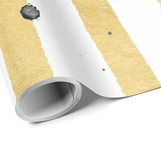 Papier Cadeau Points d'aquarelle noir peints en or Motif (Coin rond)