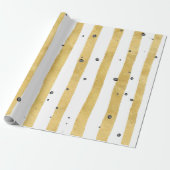 Papier Cadeau Points d'aquarelle noir peints en or Motif (Déroulé)