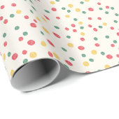 Papier Cadeau Points de Confettis Colorés Crème (Coin rond)