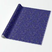 Papier Cadeau Points de confettis dorés Bleu de minuit  (Déroulé)