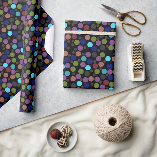 Papier Cadeau Points de couleur imprimés partout (Artisanat)