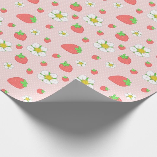 Papier Cadeau Points de fraise dans le rose (Coin)