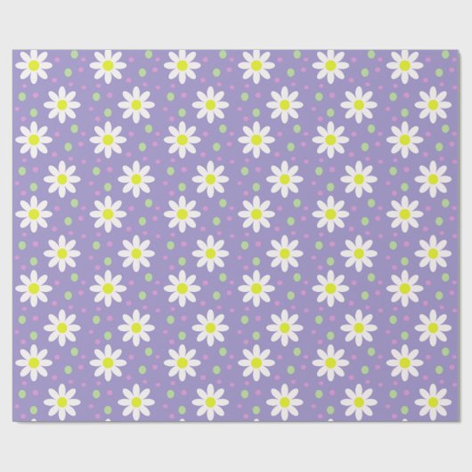 Papier Cadeau points de marguerite violets (Plat)