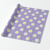 Papier Cadeau points de marguerite violets (Déroulé)