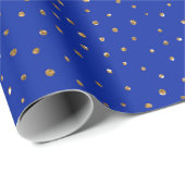 Papier Cadeau Points de paillettes dorées bleu vif gras (Coin rond)