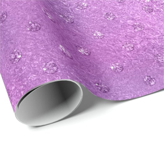 Papier Cadeau Points de Parties scintillant de glam de prune d'a (Coin rond)