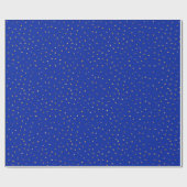 Papier Cadeau Points de parties scintillant en or bleu brillant (Plat)