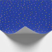 Papier Cadeau Points de parties scintillant en or bleu brillant (Coin)