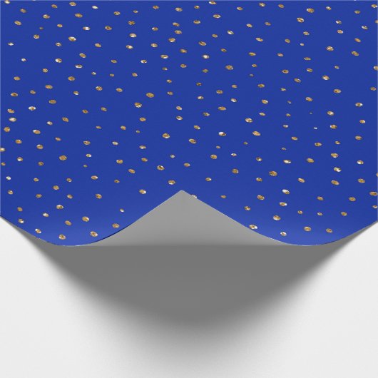 Papier Cadeau Points de parties scintillant en or bleu brillant (Coin)