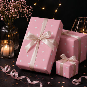 Papier Cadeau Points de pois rose clair