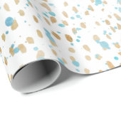 Papier Cadeau Points de sable d'or de bleu d'océan (Coin rond)