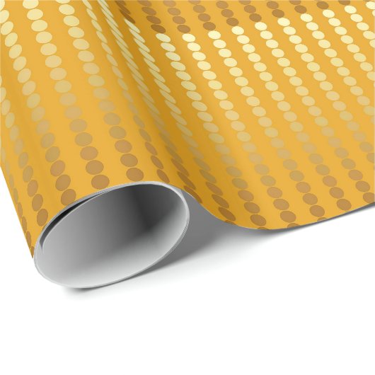 Papier Cadeau Points de satin - or et moutarde (Coin rond)