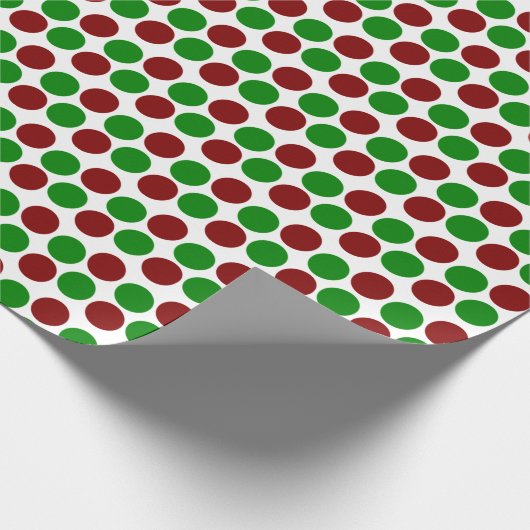 Papier Cadeau Points de vacances rouges et verts en blanc (Coin)