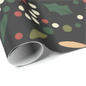 Papier Cadeau Points de vacances sombres Noël Feuille saint (Coin rond)