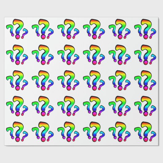 Papier Cadeau Points d'interrogation arc-en-ciel (Plat)
