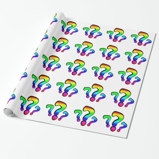 Papier Cadeau Points d'interrogation arc-en-ciel (Déroulé)