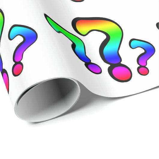 Papier Cadeau Points d'interrogation arc-en-ciel (Coin rond)