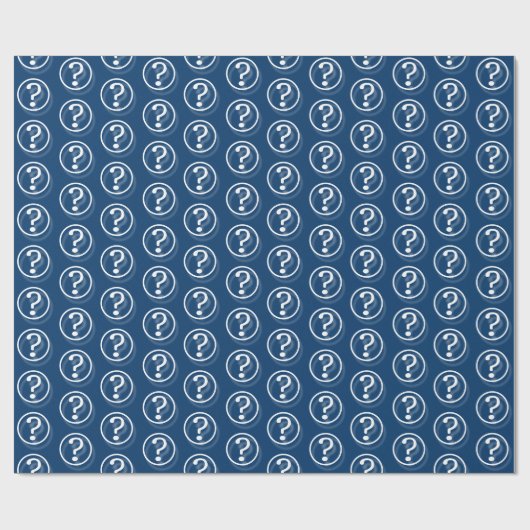 Papier Cadeau Points d'interrogation bleu blanc (Plat)