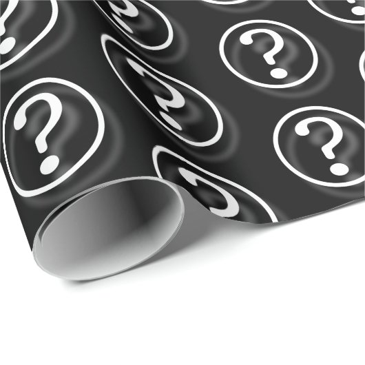Papier Cadeau Points d'interrogation noirs blancs (Coin rond)