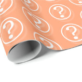 Papier Cadeau Points d'interrogation orange blanc (Coin rond)