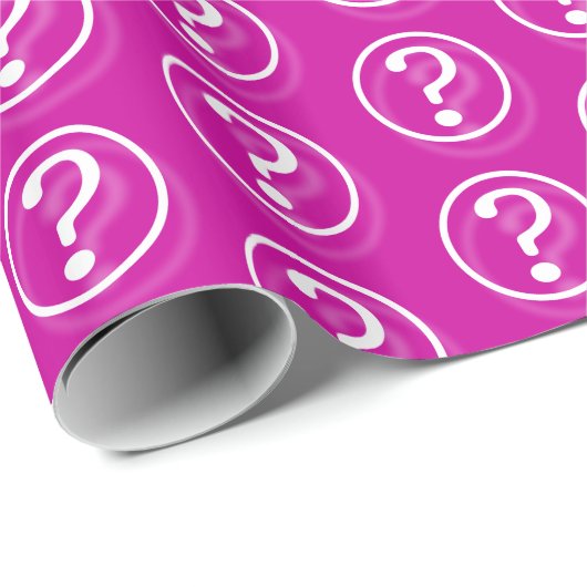 Papier Cadeau Points d'interrogation rose blanc (Coin rond)