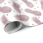 Papier Cadeau Points d'or rose Ananas (Coin rond)