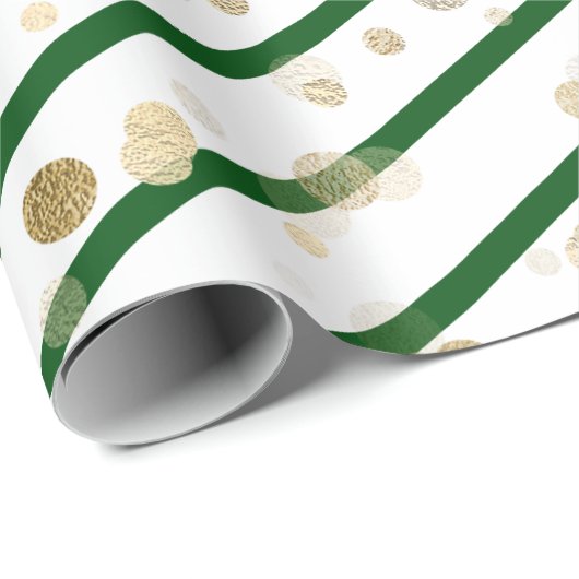 Papier Cadeau Points d'or Vert Vert Élégant (Coin rond)