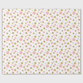 Papier Cadeau - Points dorés sur fond rose (Plat)