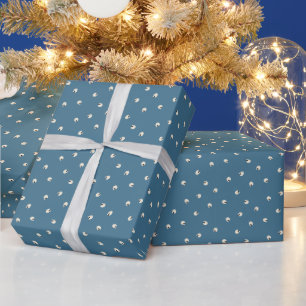Papier Cadeau Points du crâne Kawaii mous aléatoires bleu pâle