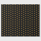 Papier Cadeau Points élégants dorés sur fond noir (Plat)