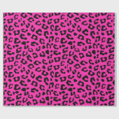 Papier Cadeau Points Empreintes de léopard roses et noirs (Plat)