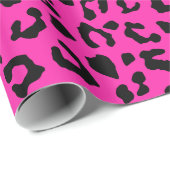 Papier Cadeau Points Empreintes de léopard roses et noirs (Coin rond)