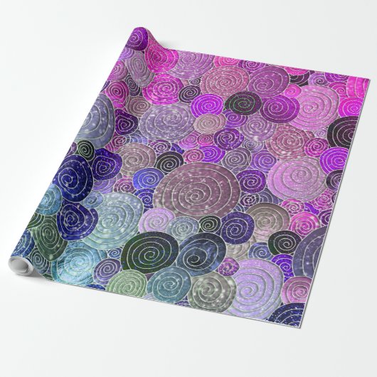 Papier Cadeau Points et cercles de Parties scintillant de luxe - (Déroulé)