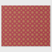 Papier Cadeau Points Et Cercles Rouge Et Or (Plat)