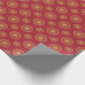 Papier Cadeau Points Et Cercles Rouge Et Or (Coin)