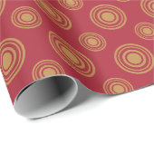 Papier Cadeau Points Et Cercles Rouge Et Or (Coin rond)