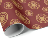Papier Cadeau Points Et Cercles Rouge Et Or Foncé (Coin rond)
