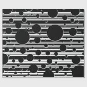 Papier Cadeau Points et rayures noirs et blancs (Plat)
