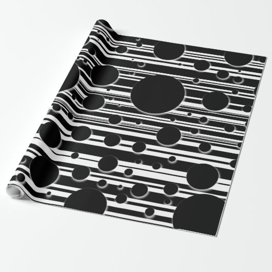 Papier Cadeau Points et rayures noirs et blancs (Déroulé)