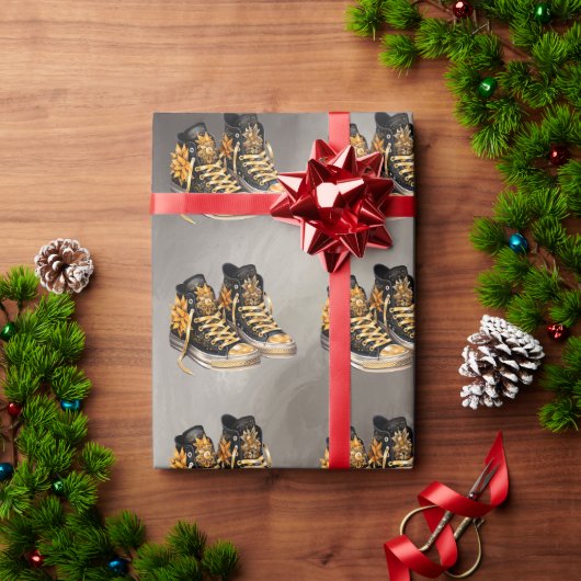 Papier Cadeau Points forts gothiques Noir et Or (Cadeau de vacances)