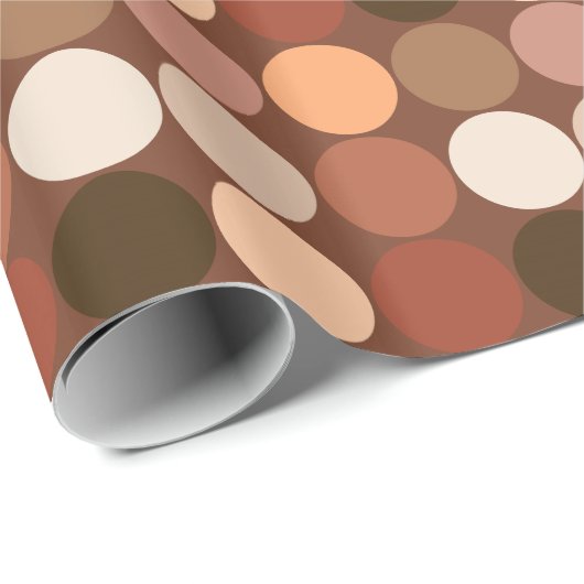 Papier Cadeau Points géants du milieu du siècle, Brown au chocol (Coin rond)