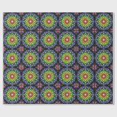 Papier Cadeau Points Hippie Retro Mandala Floral Dotés (Plat)