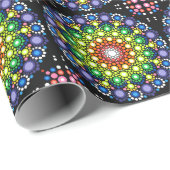 Papier Cadeau Points Hippie Retro Mandala Floral Dotés (Coin rond)