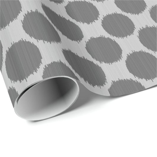 Papier Cadeau Points Ikat géants, gris clair et foncé / gris (Coin rond)