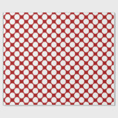 Papier Cadeau Points Ikat géants, points blancs sur rouge profon (Plat)