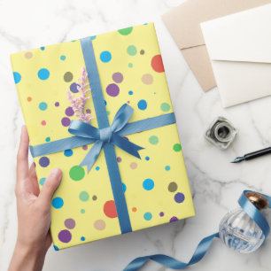 Papier Cadeau Points jaune bleu violet colorés Abstraits