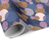 Papier Cadeau Points léopard : Élégance Bleu Foncé. (Coin rond)