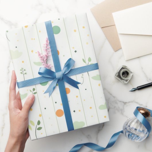 Papier Cadeau Points minimalistes verts botaniques et Abstraits (Cadeaux)