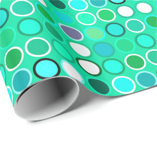 Papier Cadeau Points modernes du milieu du siècle - tons aqua