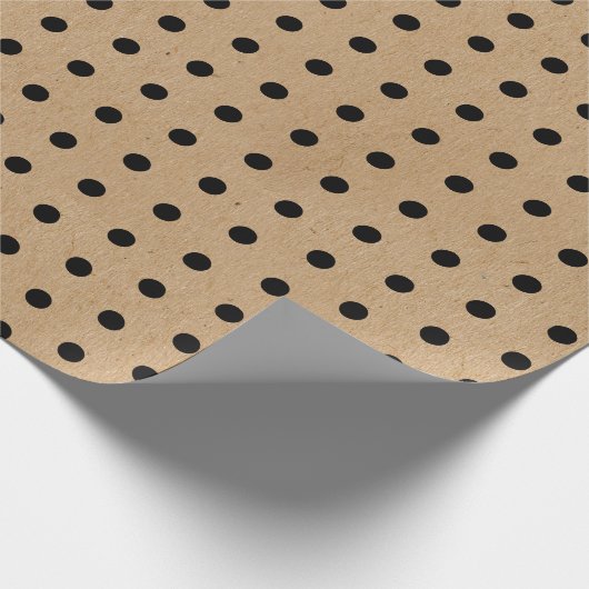 Papier Cadeau Points Noirs Chic Simple Sur Faux Rustiques Brown  (Coin)
